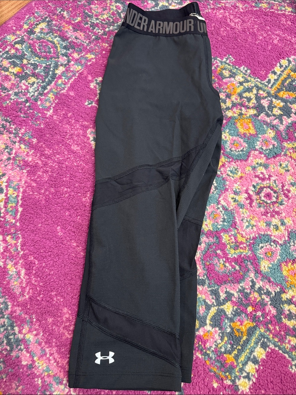 Under Armour Black Performance Leggings with Logo Waistband